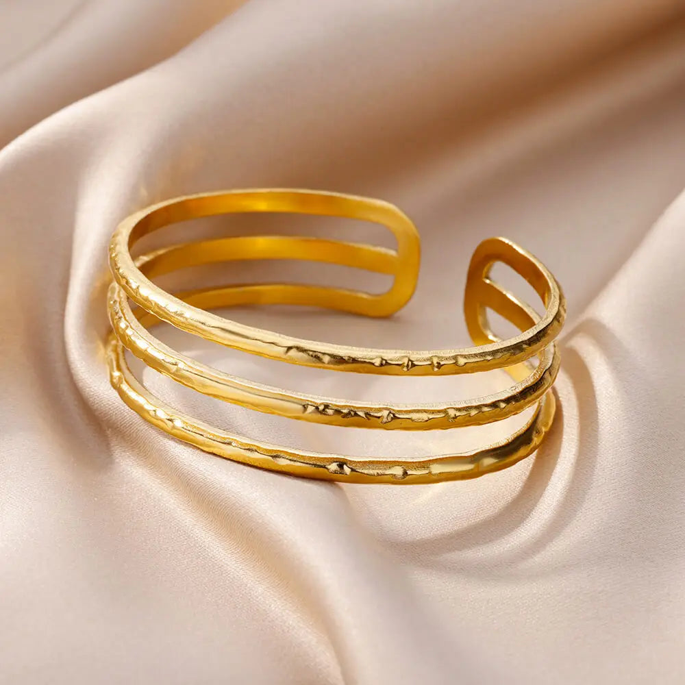 Bracciale rigido in acciaio inossidabile placcato oro