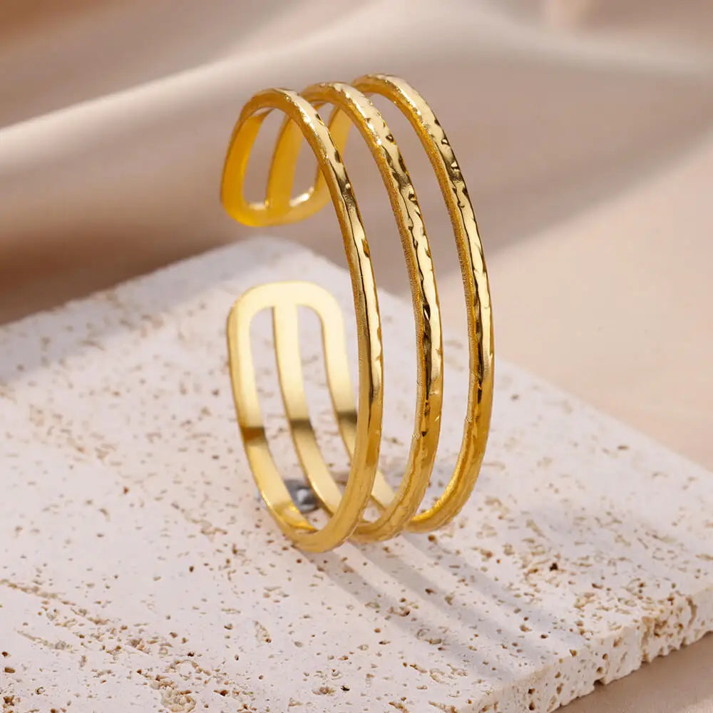 Bracciale rigido in acciaio inossidabile placcato oro