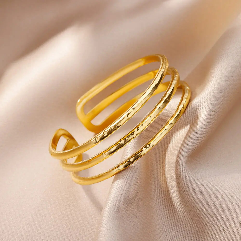 Bracciale rigido in acciaio inossidabile placcato oro