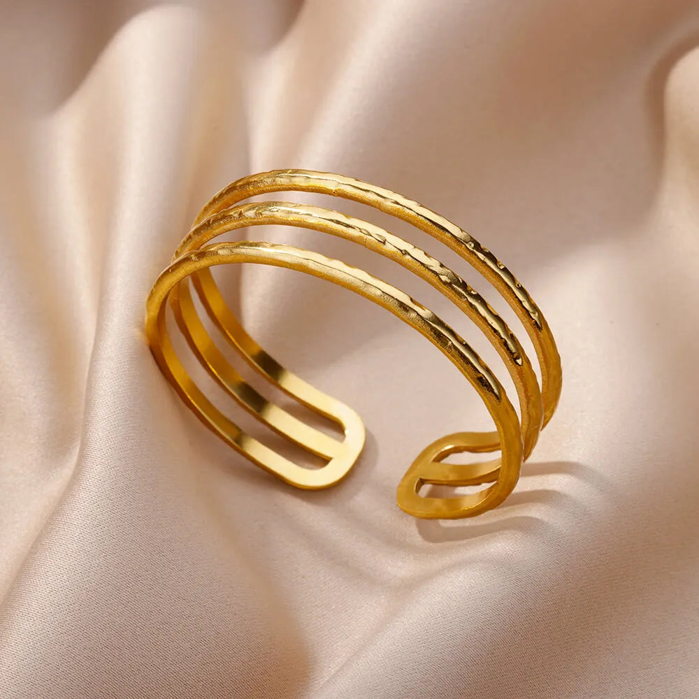 Bracciale rigido in acciaio inossidabile placcato oro