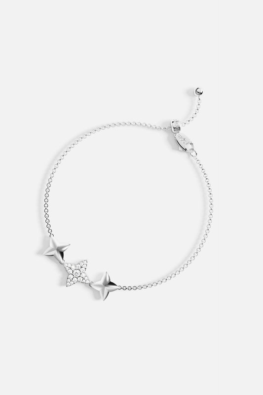 Bracelet Ajustable Triple Météorites Argent