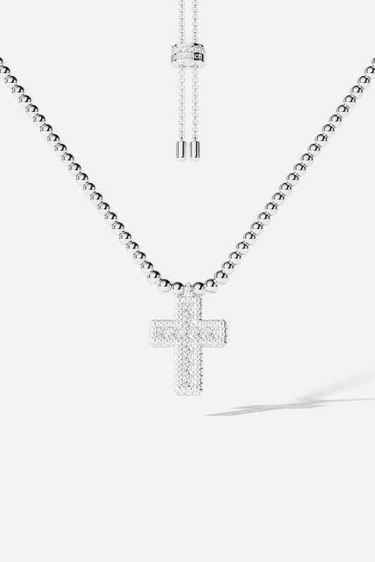 Collier Ajustable Croix Pavé