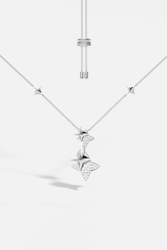Collier Double Météorites Ajustable Argent