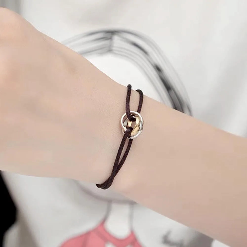 Bracelet Tressé à Trois Anneaux