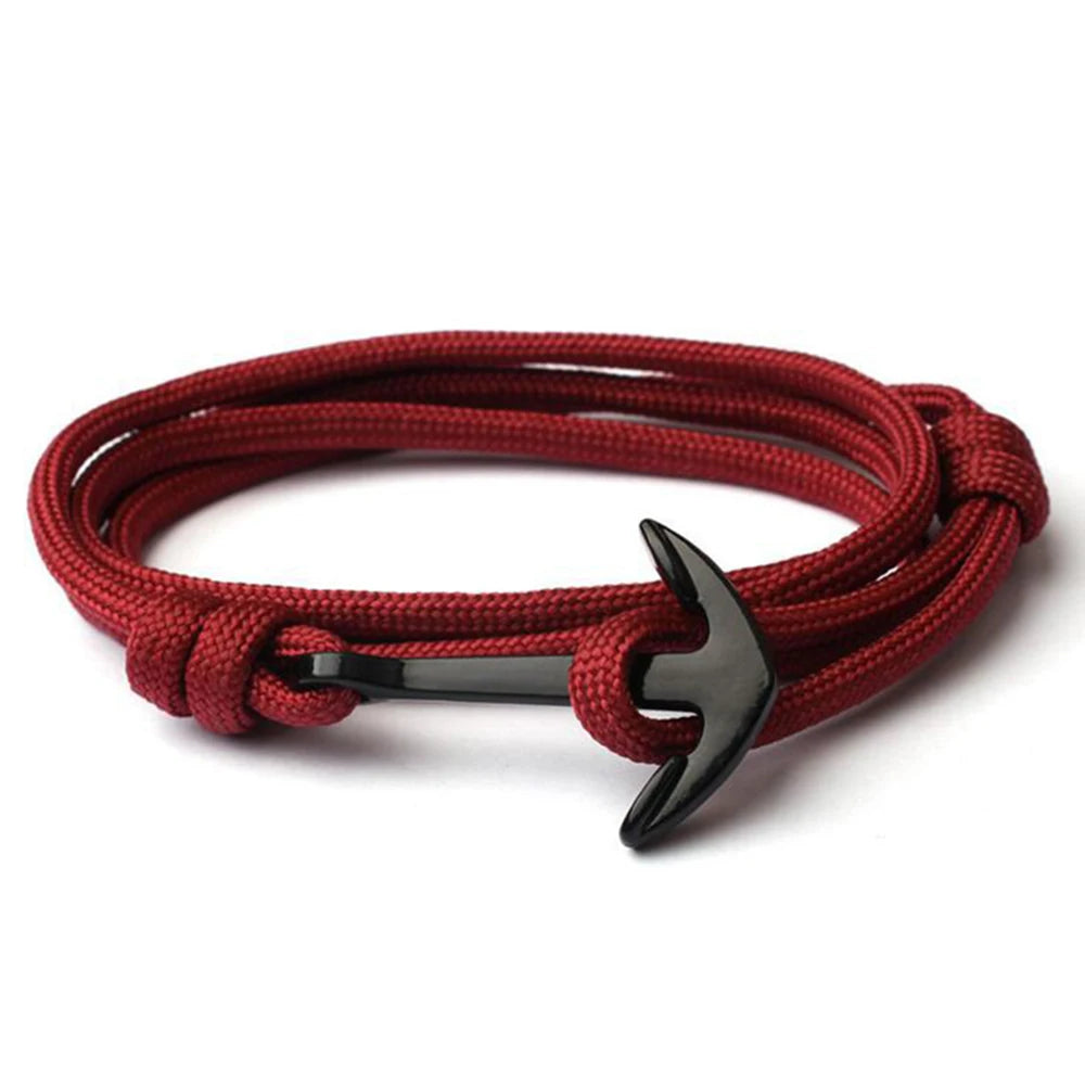 Bracelet Ancre en Cuir Fait Main