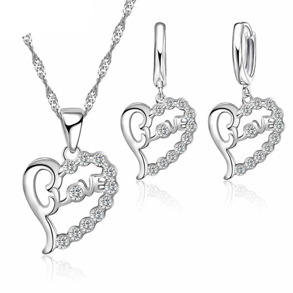 Ensemble de Bijoux Fleur Cristal en Argent