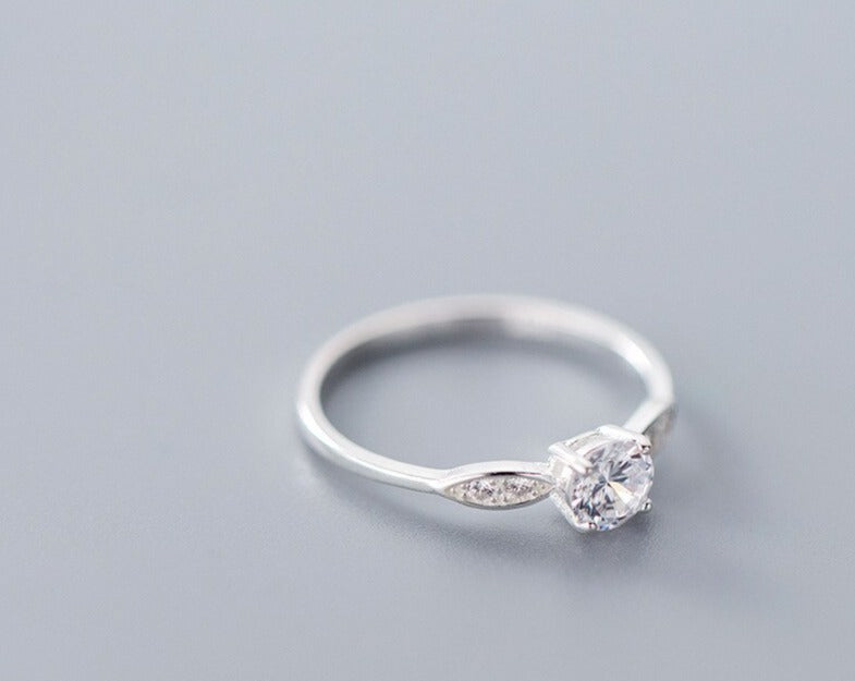 Bague de fiançailles classique en Zircon argent