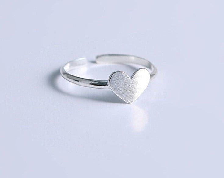 Anello regolabile in argento con cuore liscio da donna