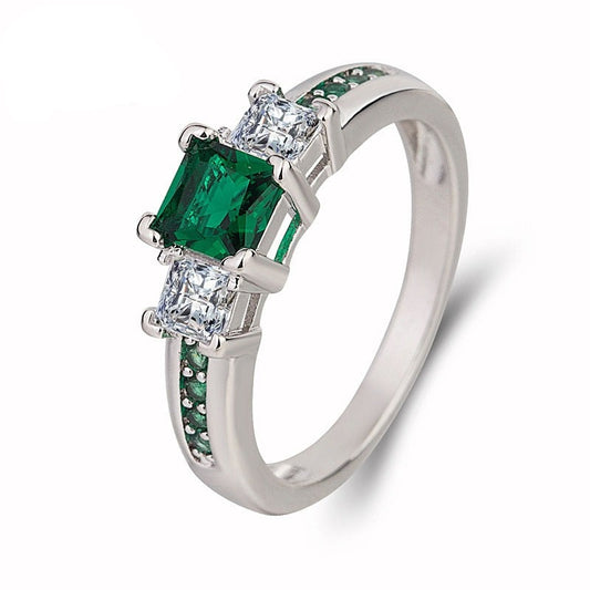 Bague élégante pierre carrée Ring Sterling Argent