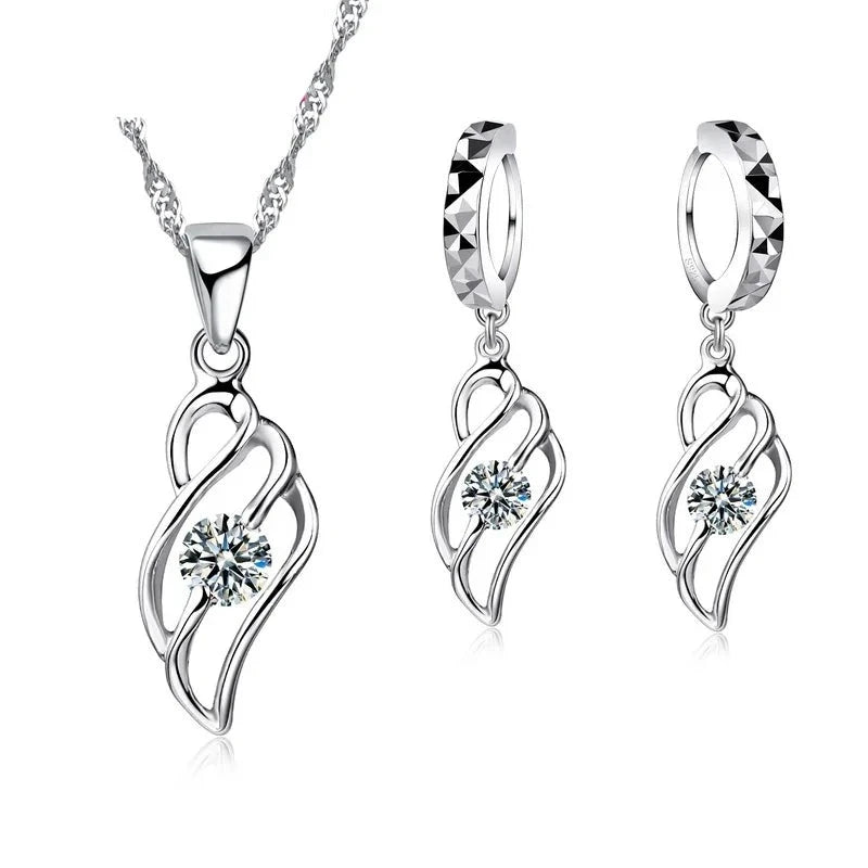 Ensemble de Bijoux Fleur Cristal en Argent
