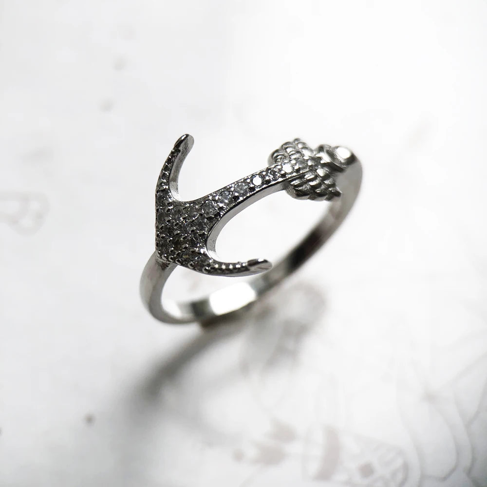 Bague Love Hope Anchor - 925 Argent Sterling: Un Symbole d'Espoir et d'Amour