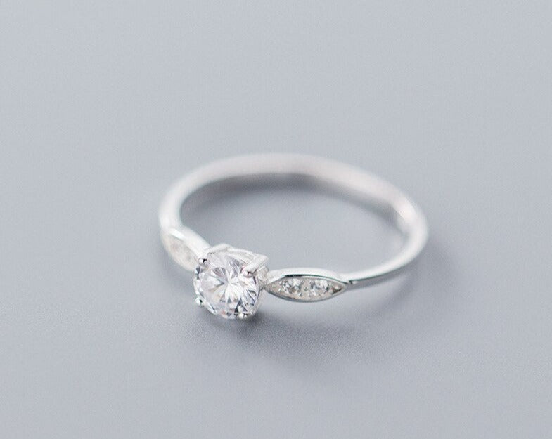 Bague de fiançailles classique en Zircon argent