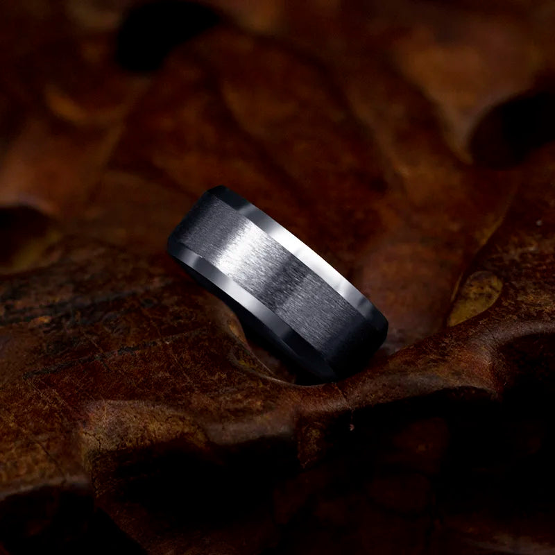 Bague de Mariage EternalBond en Titane Noir - Élégance Classique pour Homme