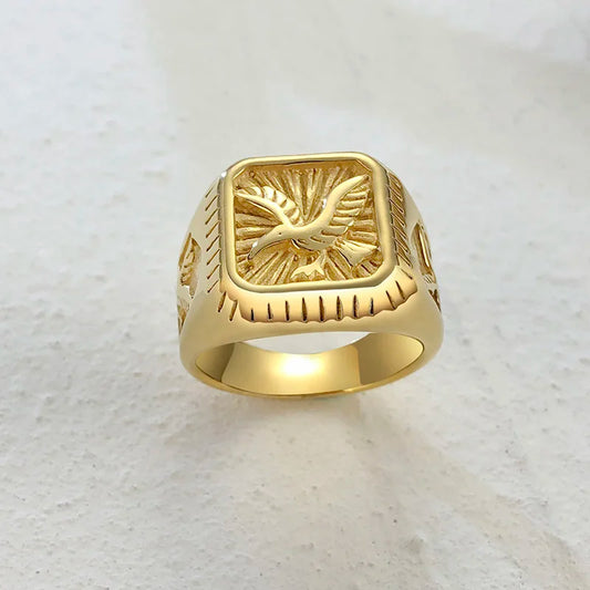 Chevalière Aigle Royal en Plaqué Or pour Hommes