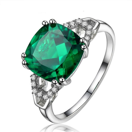 Bague femme en Argent avec ruby/emerald gemstone carré