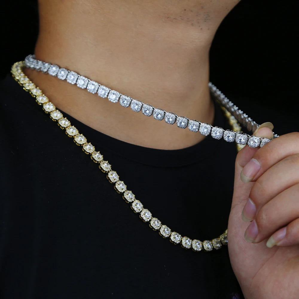 Collier avec zircone cubique 5A argentée 8 mm