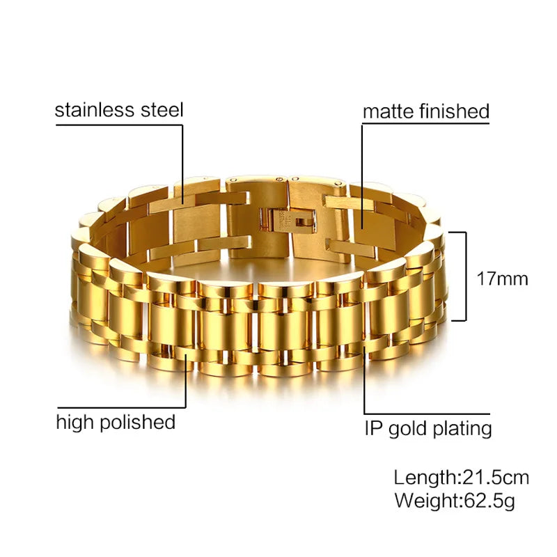 Bracelet de luxe pour hommes en acier inoxydable 15mm