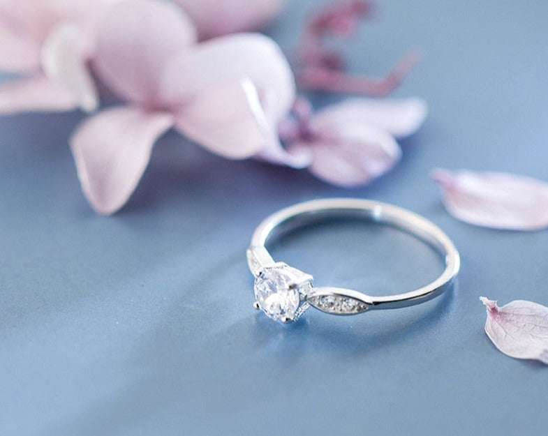 Bague de fiançailles classique en Zircon argent