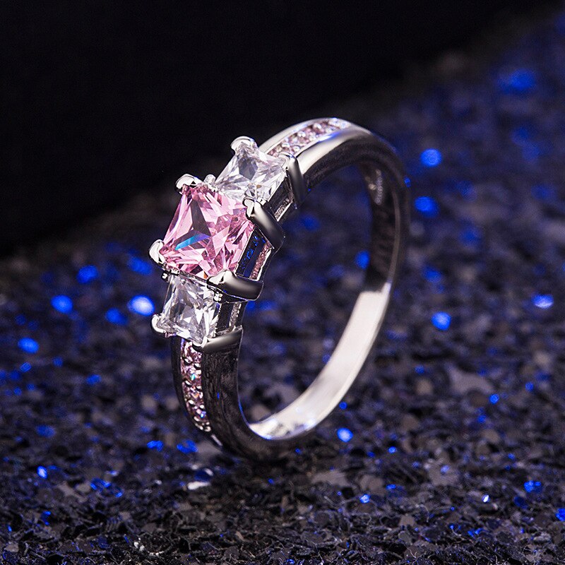 Bague élégante pierre carrée Ring Sterling Argent