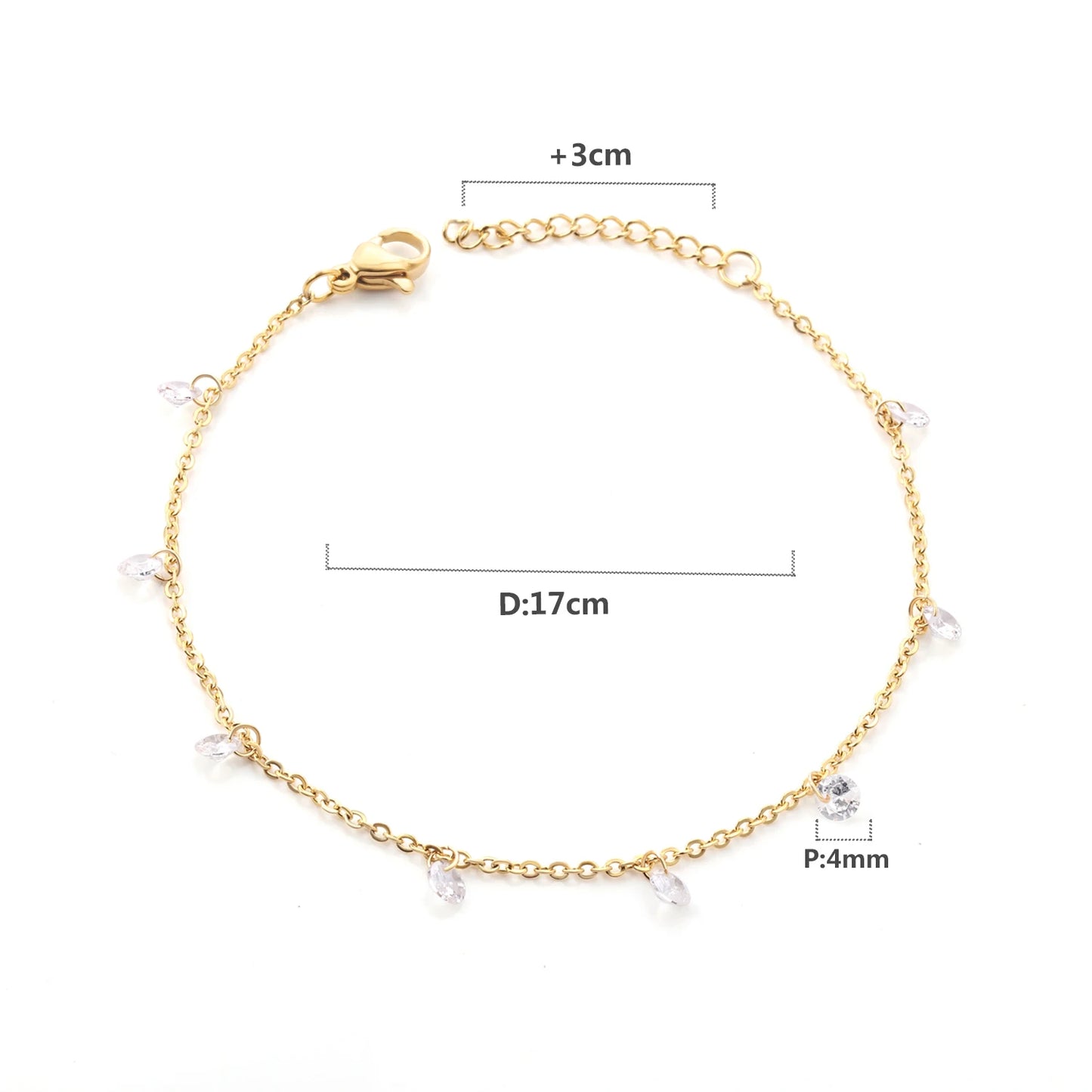 Éclat Éternel : Bracelet Charme en Acier Inoxydable et Zircons Cubiques