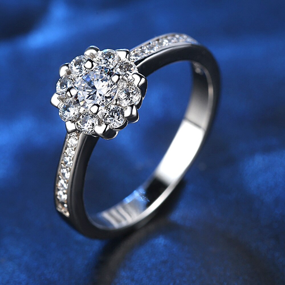 Bague de mariage scintillante en argent, zircone cubique, bijoux de fiançailles