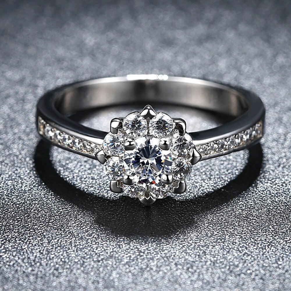 Bague de mariage scintillante en argent, zircone cubique, bijoux de fiançailles