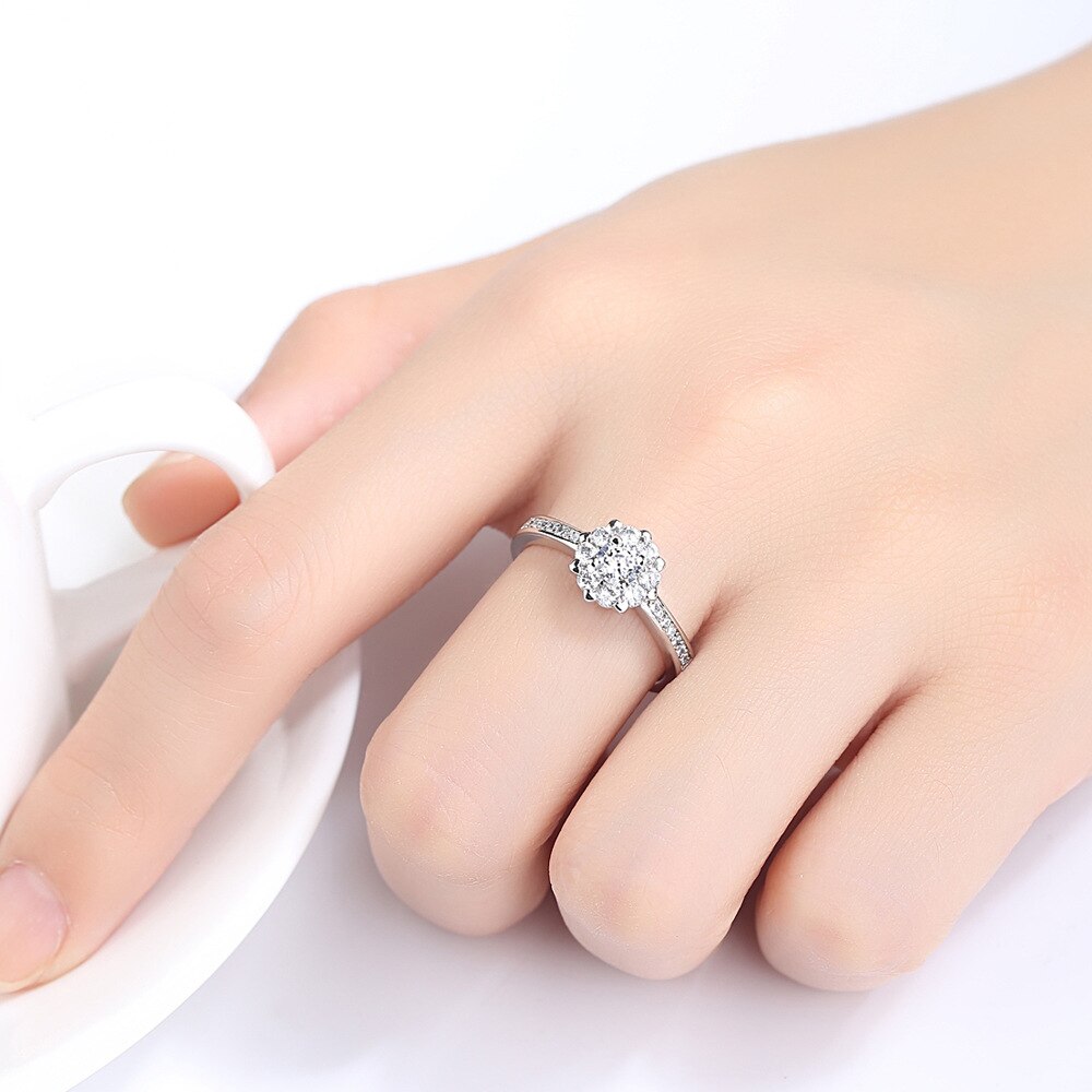 Bague de mariage scintillante en argent, zircone cubique, bijoux de fiançailles