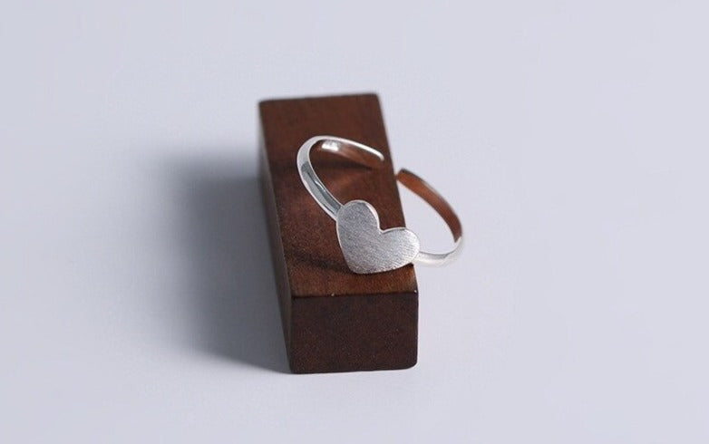 Anello regolabile in argento con cuore liscio da donna