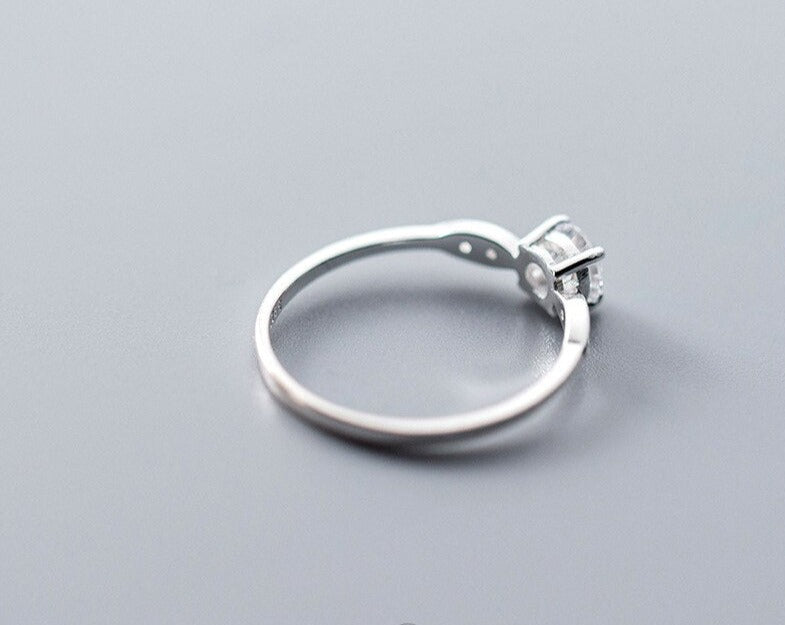 Bague de fiançailles classique en Zircon argent