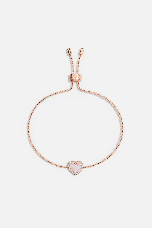 Bracelet Ajustable Cœur Nacre Rose