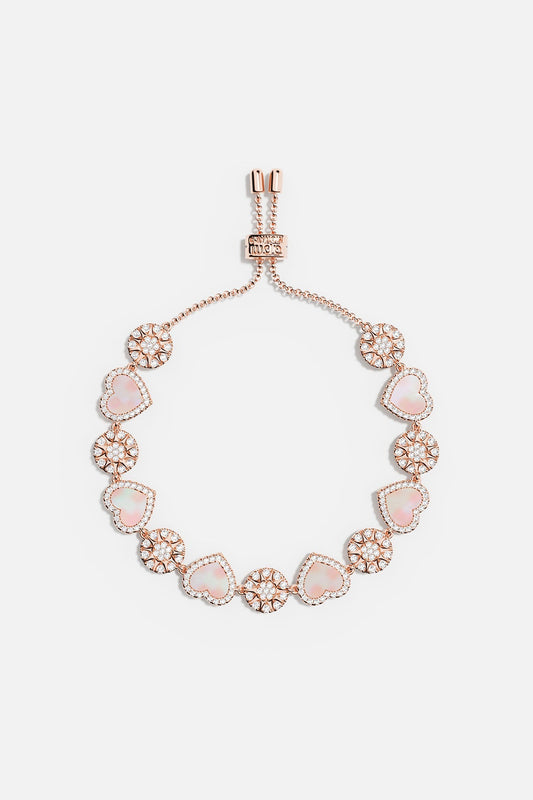 Bracelet Ajustable Cœurs Nacre Rose