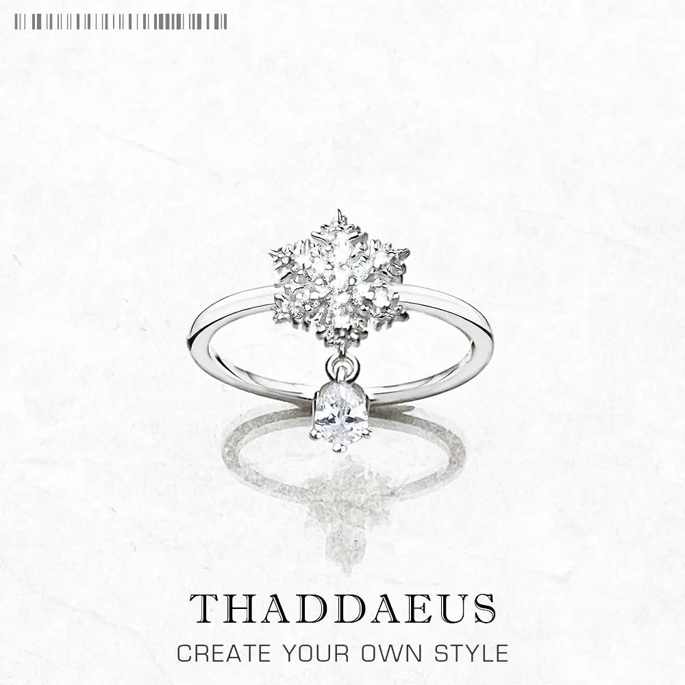 Bague Flocon de Neige - Style Europe - Bijou Raffiné pour Femmes - Hiver - Cadeau Romantique - Argent Sterling 925