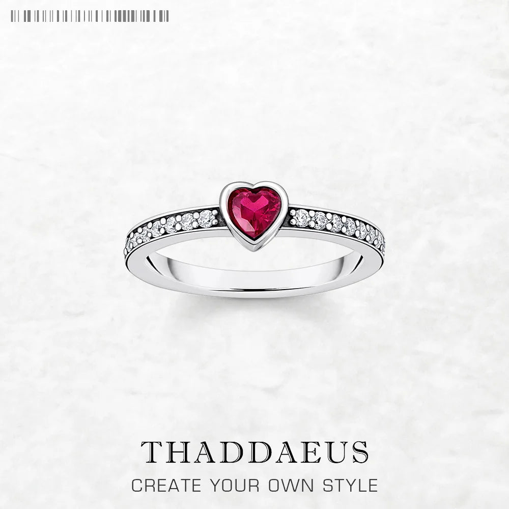 Bague Solitaire Cœur Rose en Argent Sterling 925 - Style Romantique