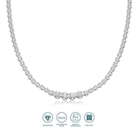 JIUZUAN 925 silver moissanite necklace 4mm casual fashion light luxury women's senior gift with certificate authentication