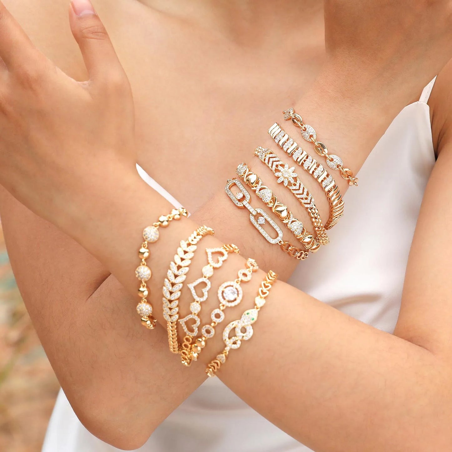 Aeterna Amor: Bracelet Cœur Plaqué Or et Zircon Cubique
