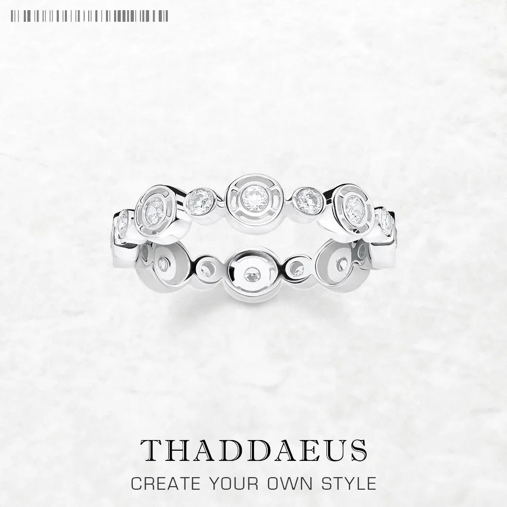 Bague en Argent Sterling 925 - Pierres Blanches Rondes