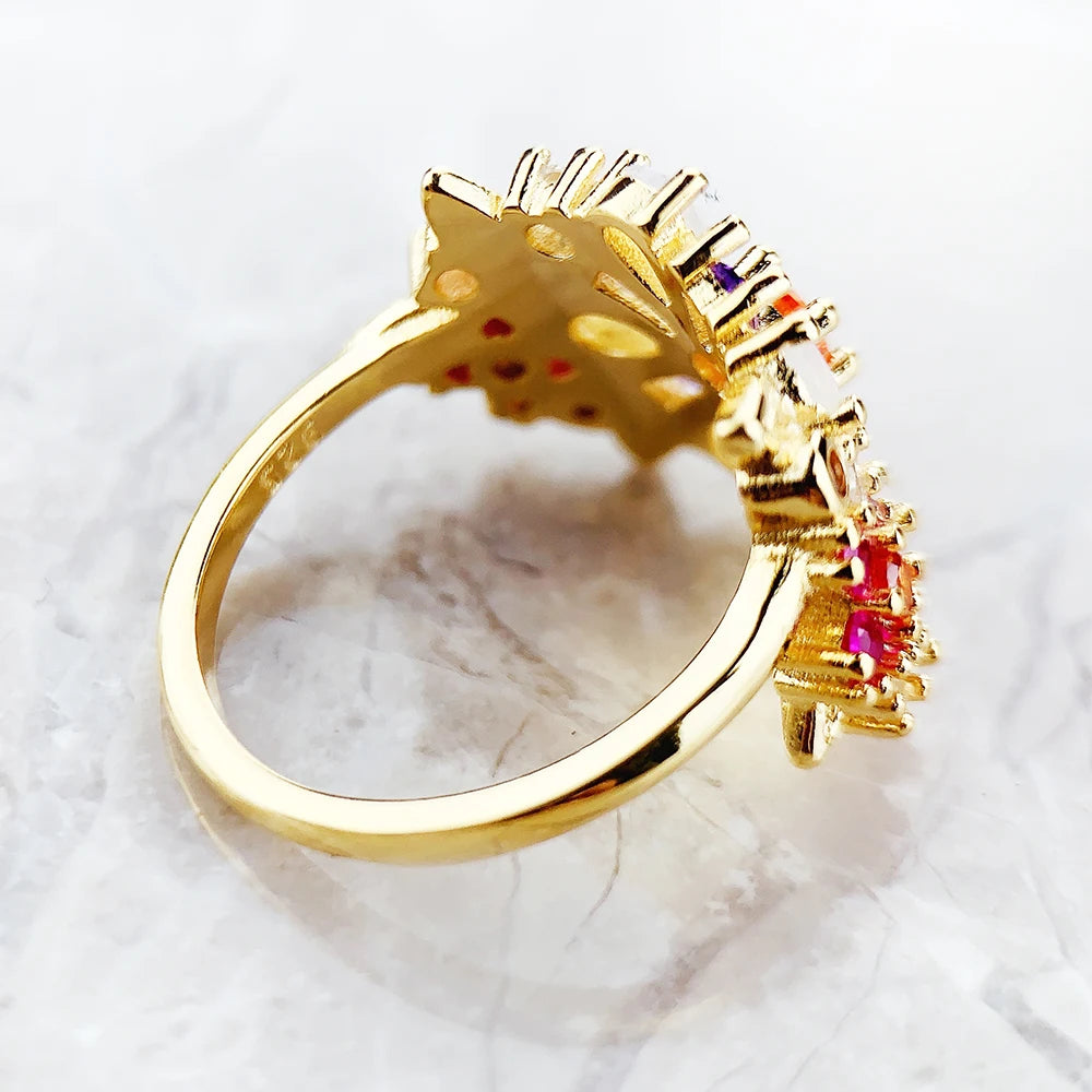 Bague Fleurs Colorées 2023 - Nouveauté Bijoux Bohème Argent Sterling 925 pour Femmes
