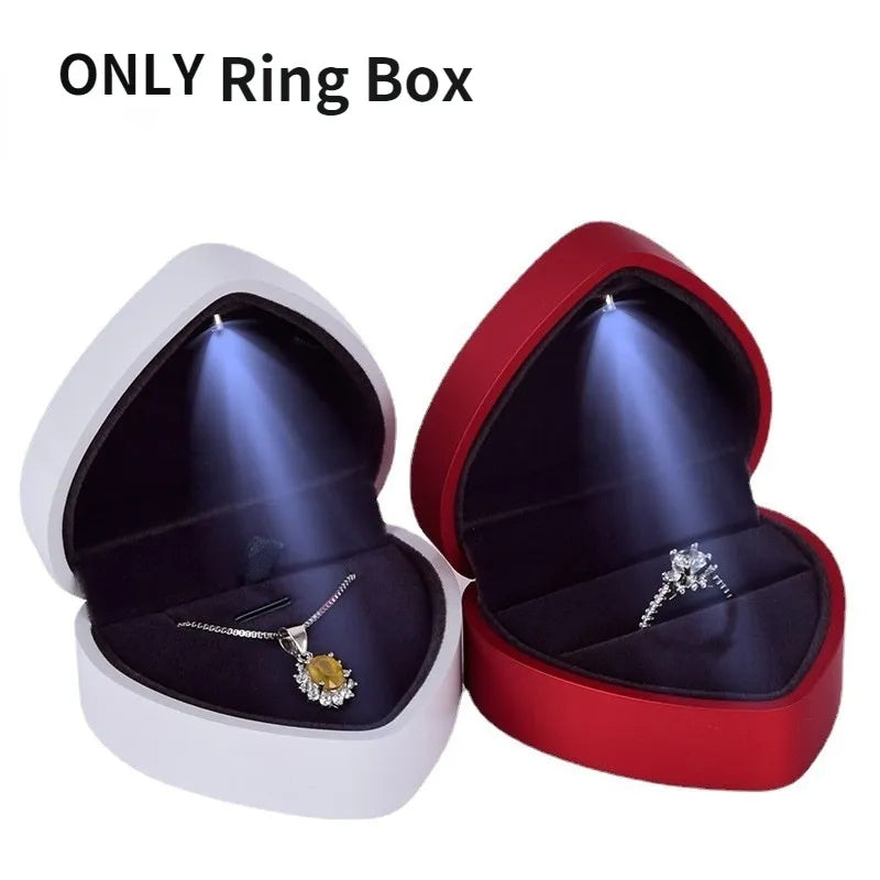 Boîte à Bijoux Cœur LED : Idéale pour Propositions et Cadeaux