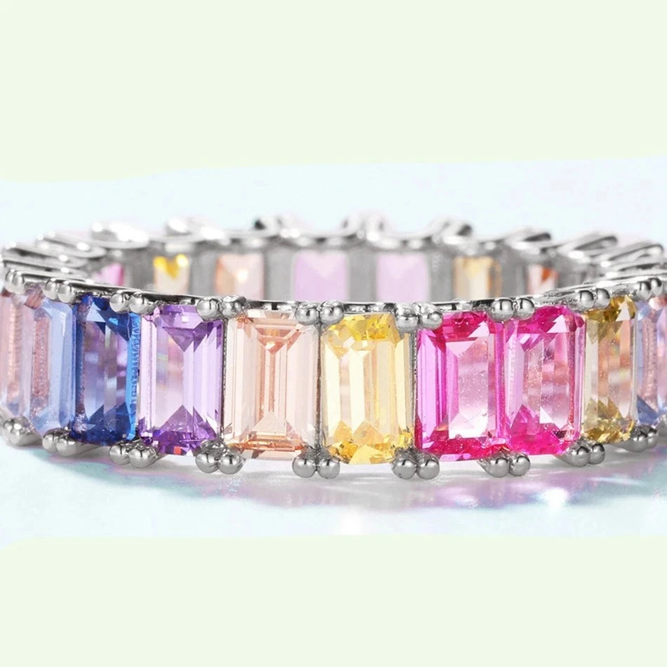 Bague en Argent avec Cristal Arc-en-ciel