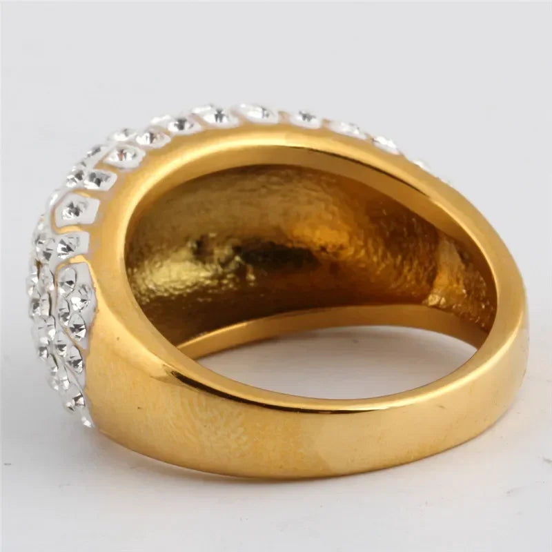 Bague en Acier Titane avec Zircon et Cristaux