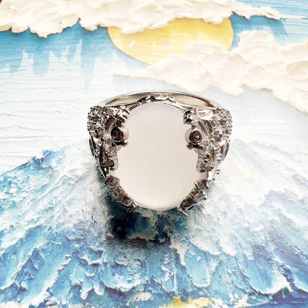 Bague de cocktail Rays of Sun - Pierre ovale - Nouveauté hiver - Bijou de luxe pour femmes - Cadeau romantique en argent sterling 925