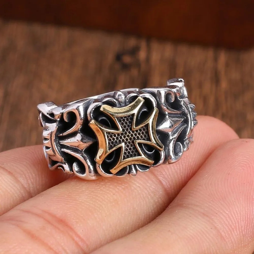 Bague Croix Ajustable EternalBond - Style Gothique et Punk pour Hommes