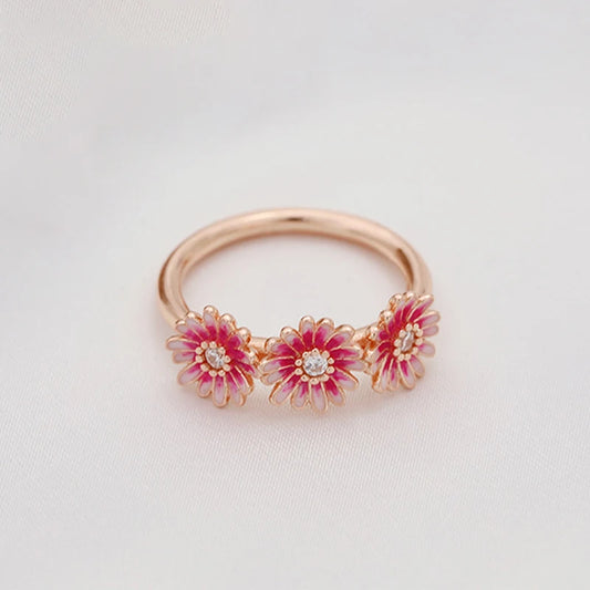 Collection daisy flower ring and matching earings