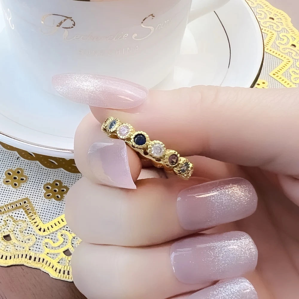 Bague Royalty Dorée, Bijoux Européens pour la Raffinement des Femmes Style Victorian Vintage en Argent Sterling 925