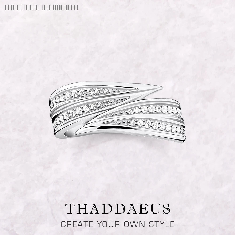Ring Leaves Europe Style Fine Jewerly For Women Brand New Trendy Gift In Pure 925 Sterling Silver
