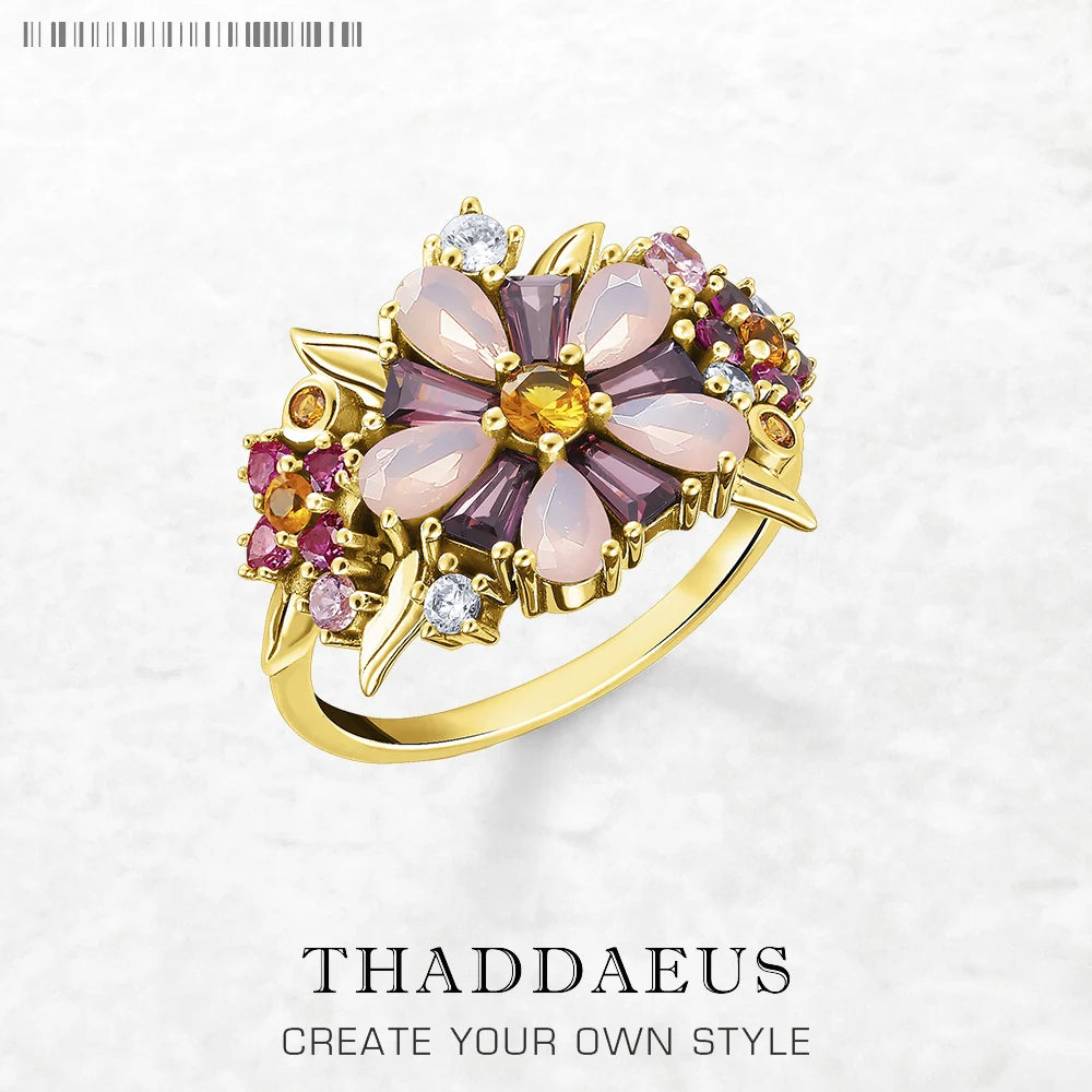 Bague Fleurs Colorées 2023 - Nouveauté Bijoux Bohème Argent Sterling 925 pour Femmes