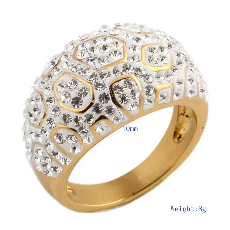 Bague en Acier Titane avec Zircon et Cristaux