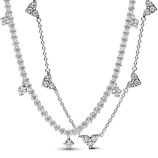 Collier à Goutte Étincelante avec Triple Pierre de Cœur