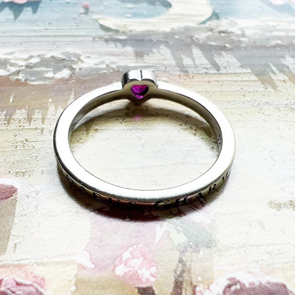 Bague Solitaire Cœur Rose en Argent Sterling 925 - Style Romantique
