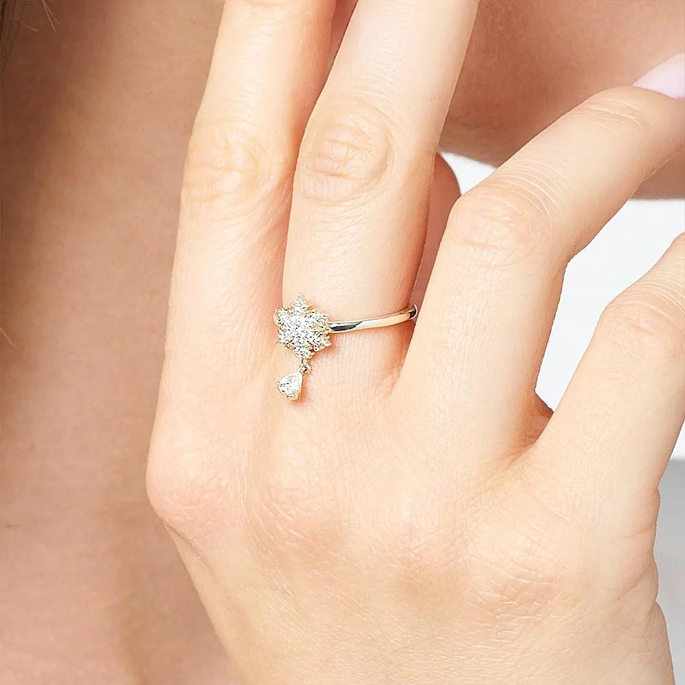 Bague Flocon de Neige - Style Europe - Bijou Raffiné pour Femmes - Hiver - Cadeau Romantique - Argent Sterling 925